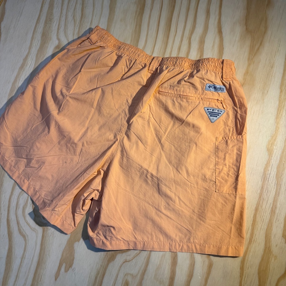 Columbia Men's PFG Omni-Shade Fishing Shorts Peach Orange Performance Size Large